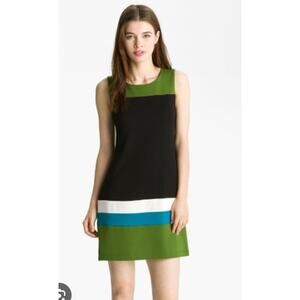 B44 Dressed Colorblock Sheath Dress B Green Sleeveless Large